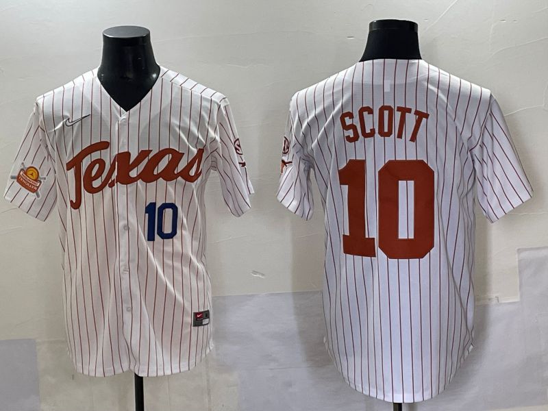 Men Texas Longhorns #10 Scott White stripe Nike joint Name NCAA 2025 Jersey style 4->ncaa teams->NCAA Jersey
